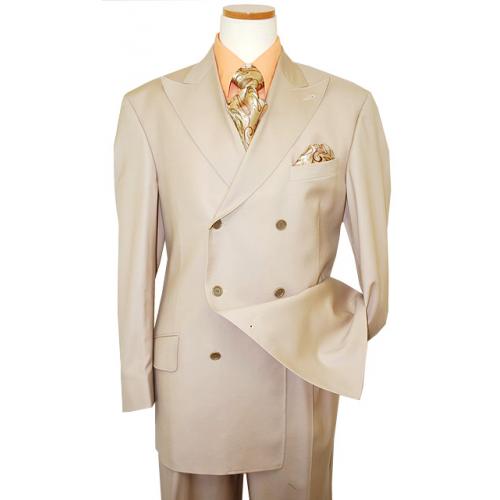 Extrema by Zanetti Sand Double Breasted 130's Wool Suit
